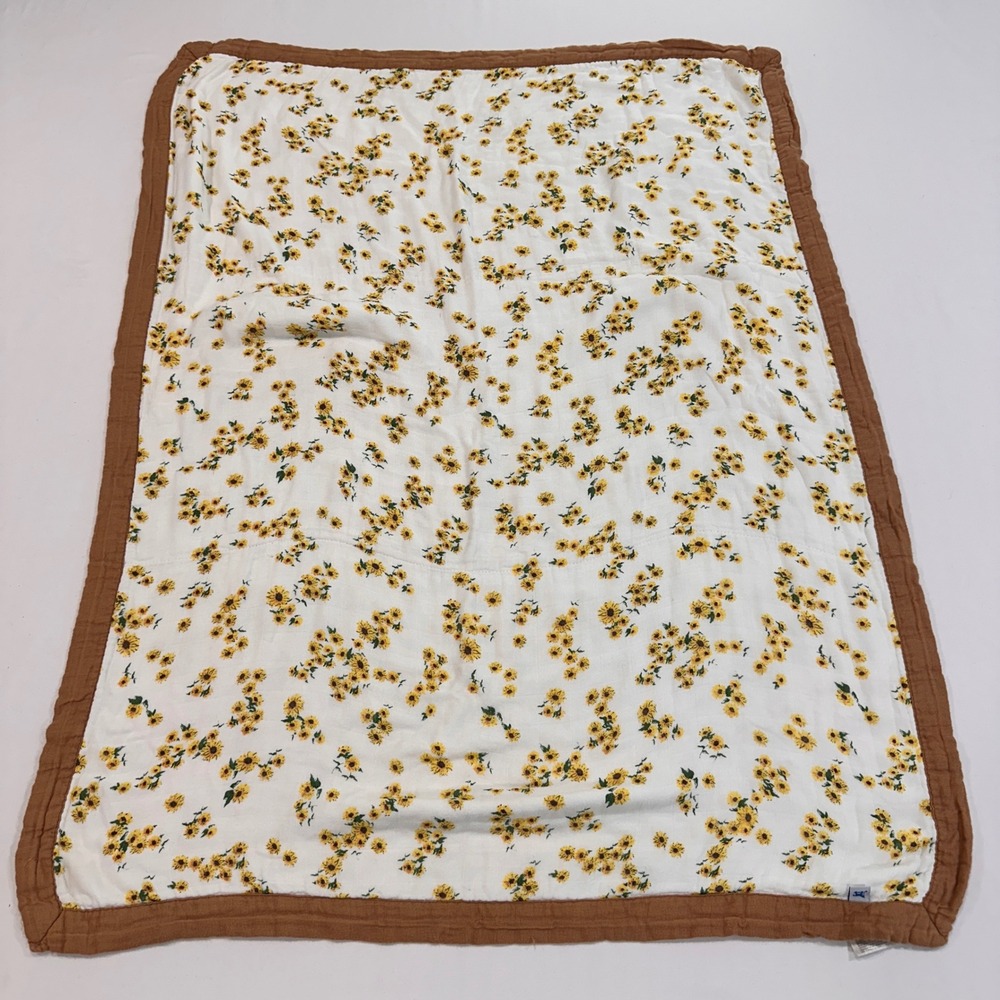 Little Unicorn Sunflower Bamboo Muslin Quilt Baby Blanket 28x36 Yellow |‎ Boho
